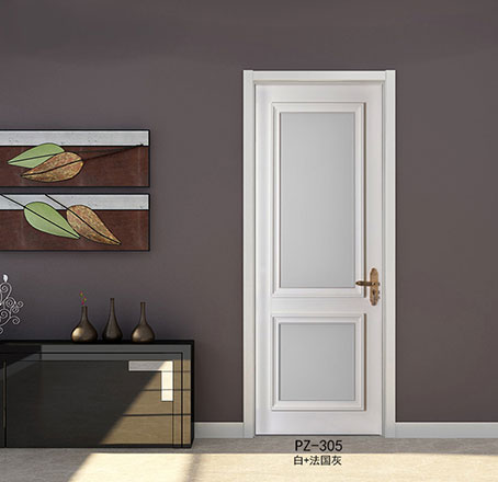盼盼实木复合烤漆门PZ-305白+法国灰|室内门