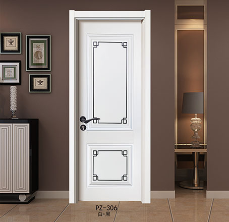 盼盼实木复合烤漆门PZ-306白+黑|室内门